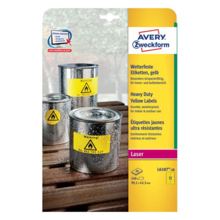 etichette consumabili avery poliestere 99.1x42.3mm 240pz giallo [l6107-20]