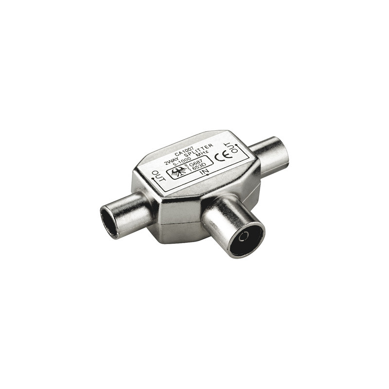 sdoppiatore per antenna tv 2 maschio/femmina 9.5 mm