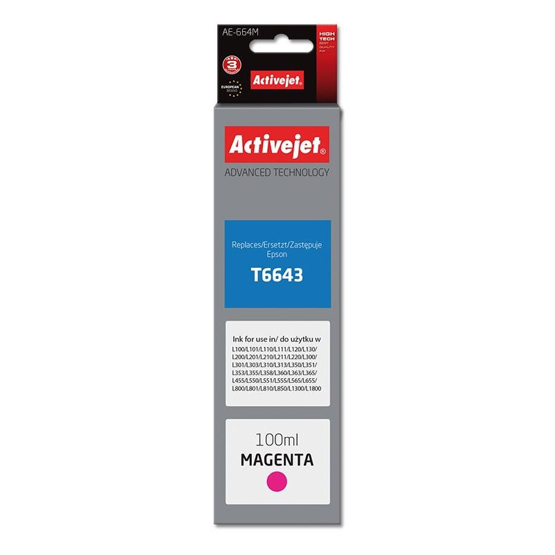 cartuccia activejet per epson 100ml magenta [ae-664m]
