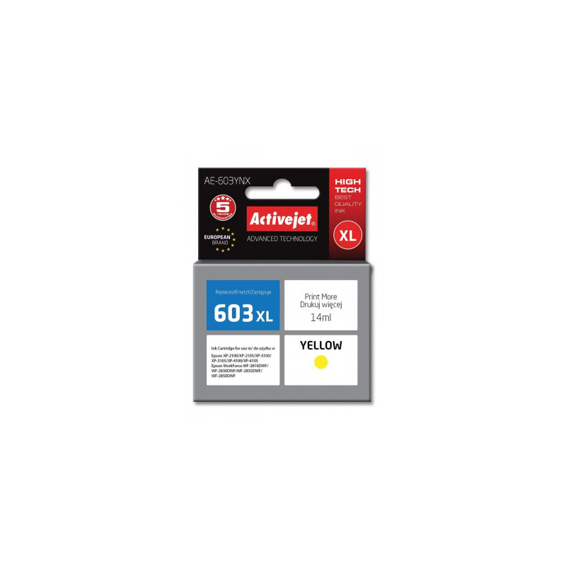 cartuccia activejet per epson 603xl 14ml giallo [ae-603ynx]