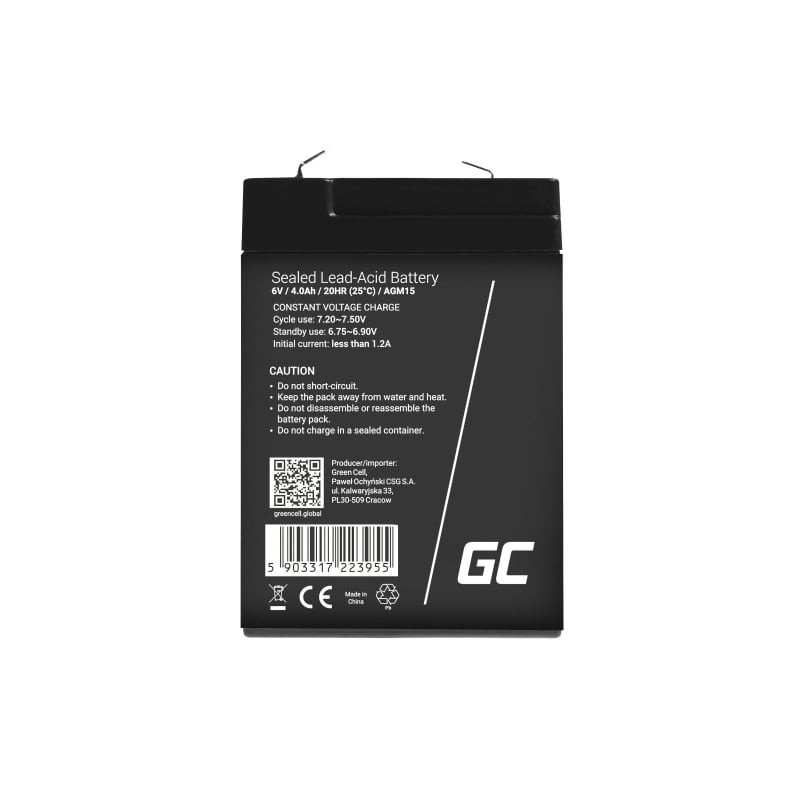batteria ups green cell agm gc 6v 4.0ah [azgceuay0000003]