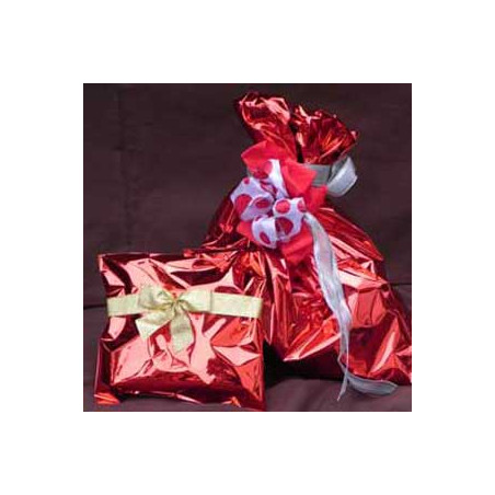 25 buste regalo in ppl metal lucido 40x60cm rosso senza patella adesiva