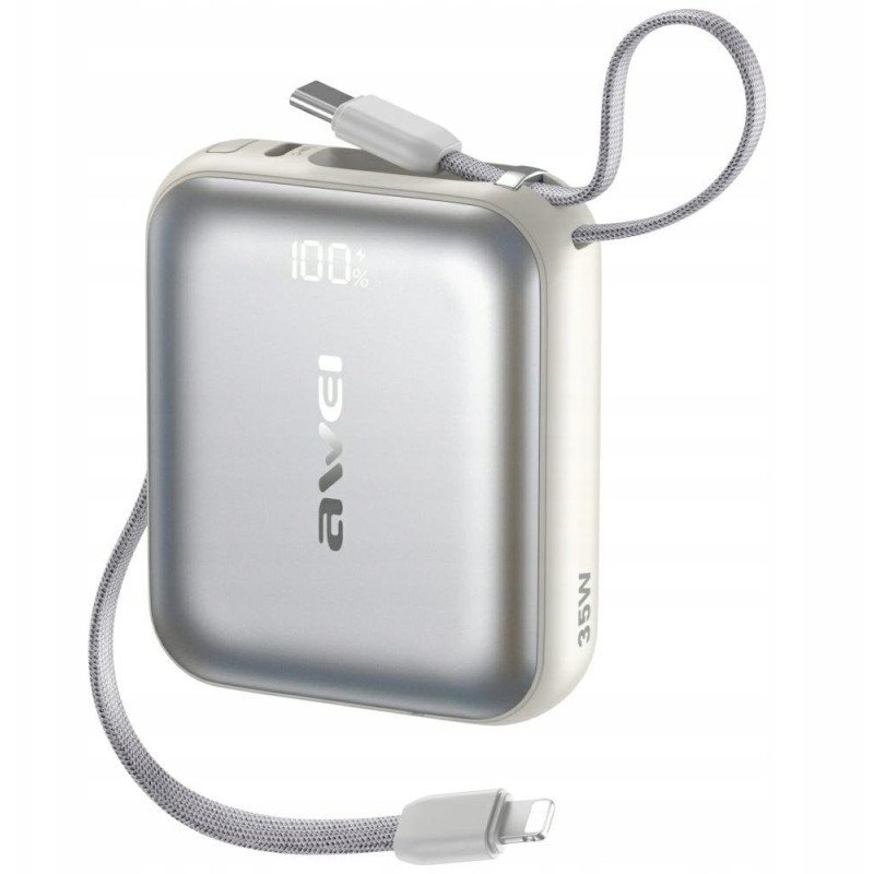 baterria portatile awei as-181 powerbank 10000mah 35w argento
