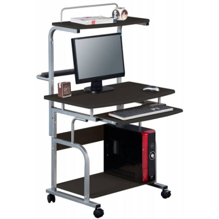 Scrivania techly per computer compatta multifunzione, nero lucido