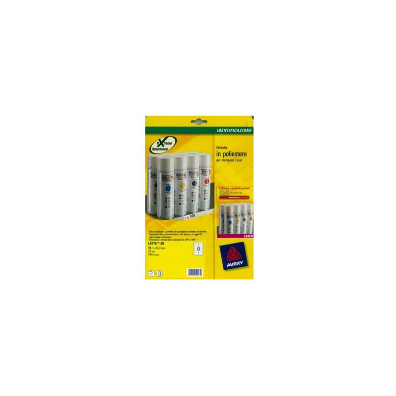 etichette in poliestere avery bianco 99,1x42,3mm 12 etichette/foglio