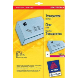 etichette avery laser trasparenti l7567-25fogli (1 etichette/foglio