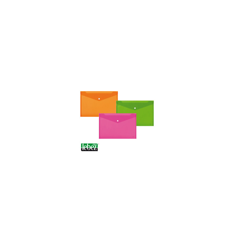 set 3 buste con bottone a4-33,5x23,5cm colori fluo ass. lebez