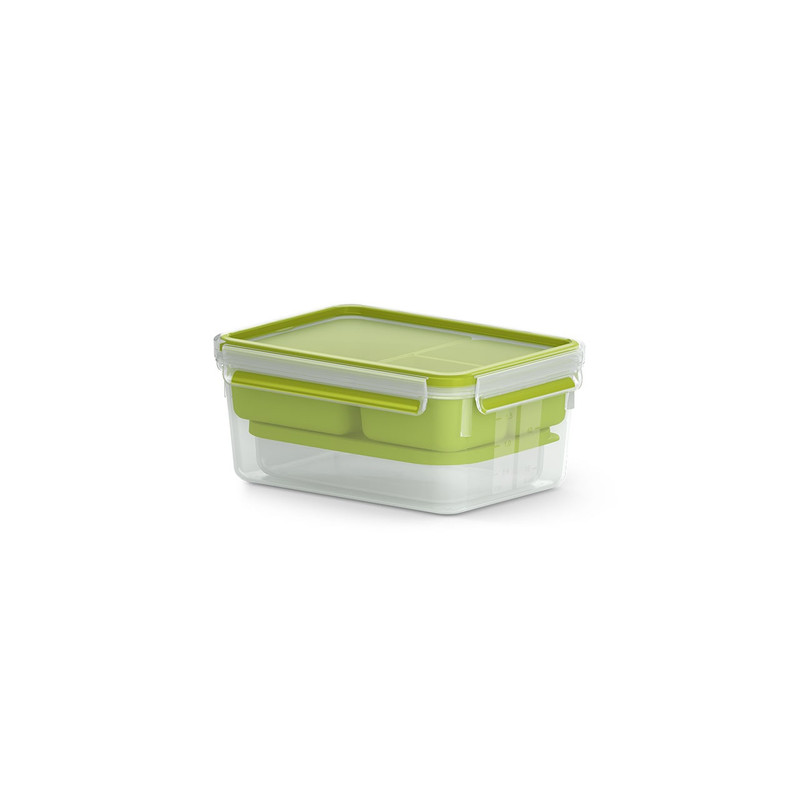 contenitore cibo emsa clip & go lunchbox xl - 2,3l trasparente/verde