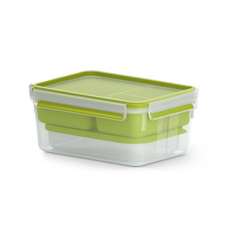 contenitore cibo emsa clip & go lunchbox xl - 2,3l trasparente/verde