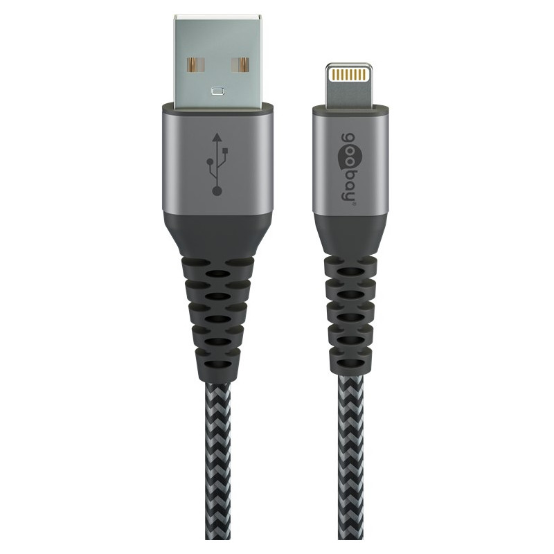 cavo da lightning goobay a usb a 1m grigio siderale/argento [49296]
