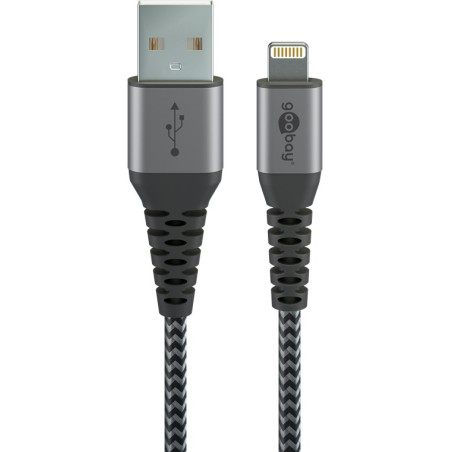cavo da lightning goobay a usb a 1m grigio siderale/argento [49296]