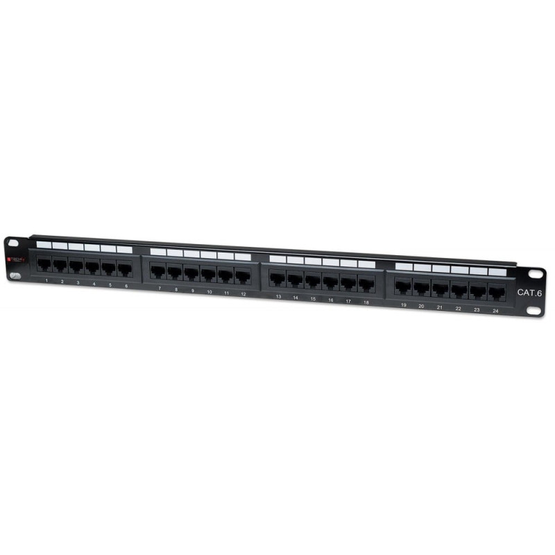 pannello patch utp 24 posti rj45 cat.6 con barra gestione cavi