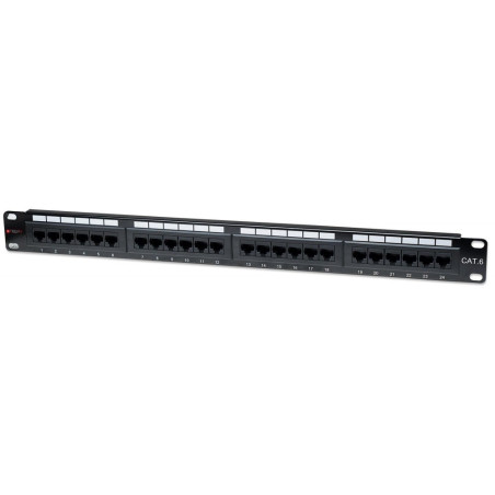 pannello patch utp 24 posti rj45 cat.6 con barra gestione cavi