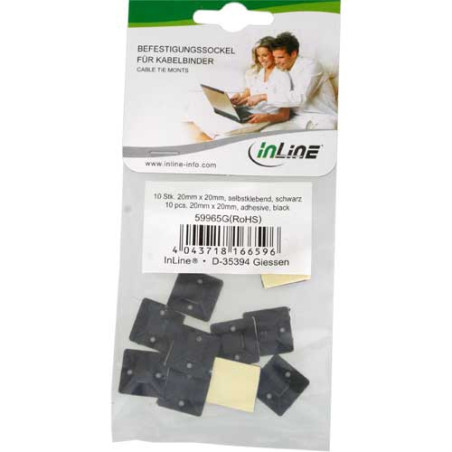 Inline basette adesive 20x20mm per fascette da 4,8mm, colore nero,