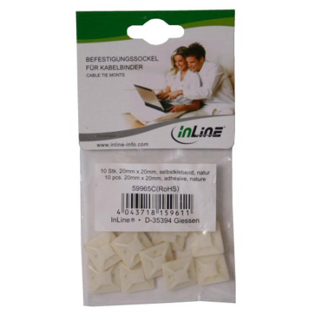 Inline basette adesive 20x20mm per fascette da 4,8mm, colore neutro,