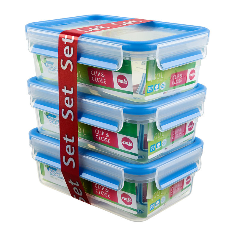 contenitore alimenti emsa clip e close 1l transparente/blu [508558]