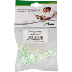 Inline ferma cavi adesivo regolabile 64mm, con foro di fissaggio,