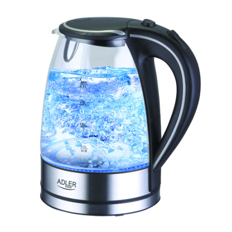 bollitore elettrico adler 1.7l/2000w nero/acciaio inossidabile/trasparente