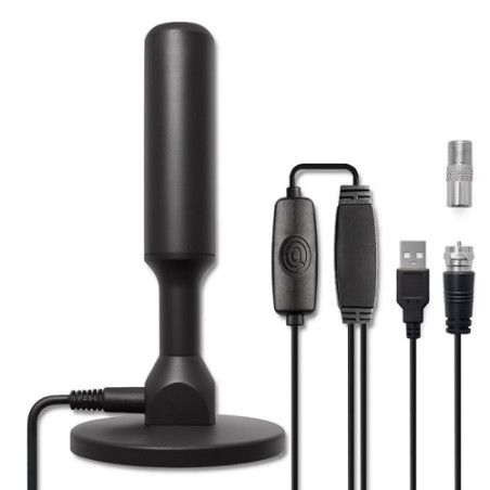antenna tv dvb-t2 qoltec da interno con amplificatore di segnale