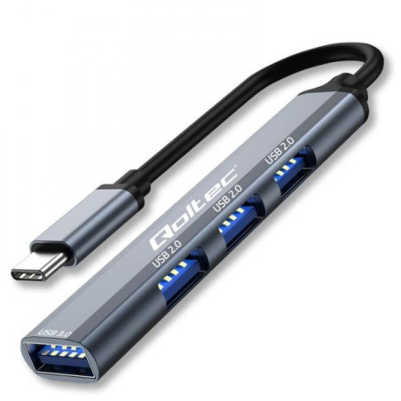 hub qoltec usb-c 3.1 4w1 usb 3.0 3 porte usb 2.0 grafite [nuqolus4p053792]