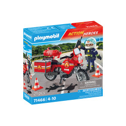 playmobil action heroes - motocicletta dei pompieri sul luogo