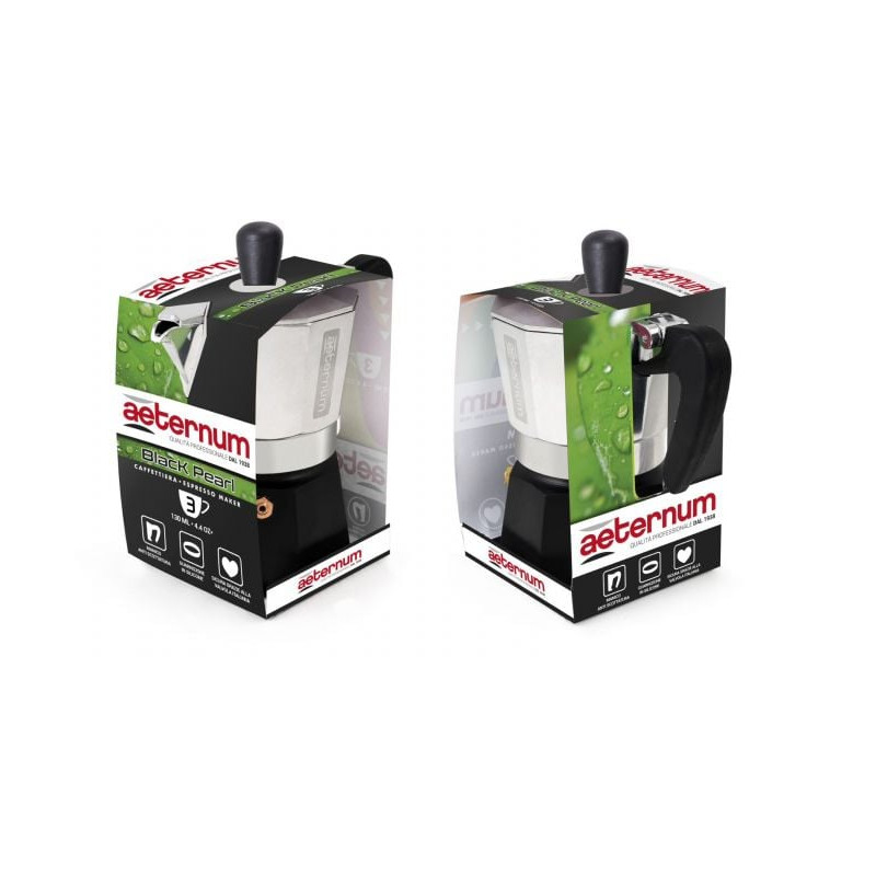 caffettiera aeternum black pearl moka per espresso 2tazze alluminio/nero