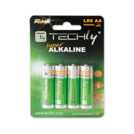Pila techly 4 pz. high power aa stilo alcaline lr06 1,5v
