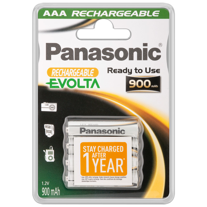 Pila ricaricabile panasonic mini stilo aaa nimh 1.2v 900ma 4pz