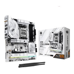 scheda madre amd asrock x870 steel legend wifi am5 atx 4x ddr5 bianco