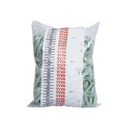 Elastici per ufficio viva 1kg a feettuccia verde diametro 100 mm