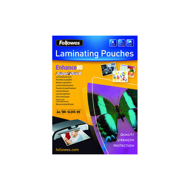 Pouches fellowes superquick a4 80 mic lucido [5440001]