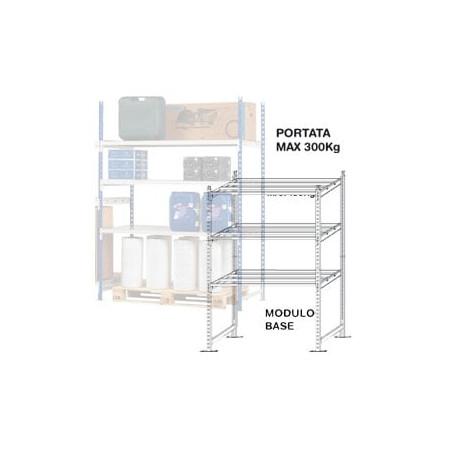 Scaffale 3 ripiani in metallo 100x60cm - h200cm kit iniziale