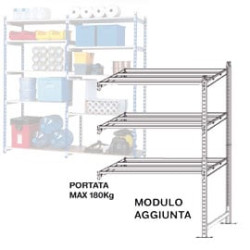 Kit aggiunta scaffale 5 ripiani in metallo 100x35cm - h200cm