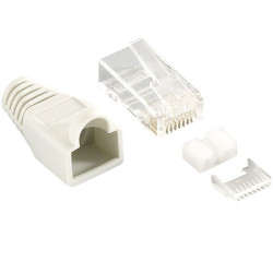 Plug cat.6 rj45 e copriconnettore per cavo non schermato 100pz grigio
