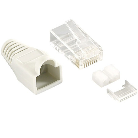 Plug cat.6 rj45 e copriconnettore per cavo non schermato 100pz grigio