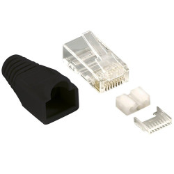 Plug cat.6 rj45 e copriconnettore per cavo non schermato, 100pz nero