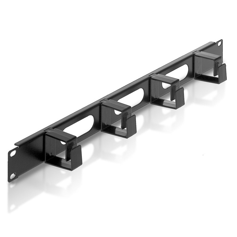 Pannello passacavi 4 anelli corti 3 fori 1u nero