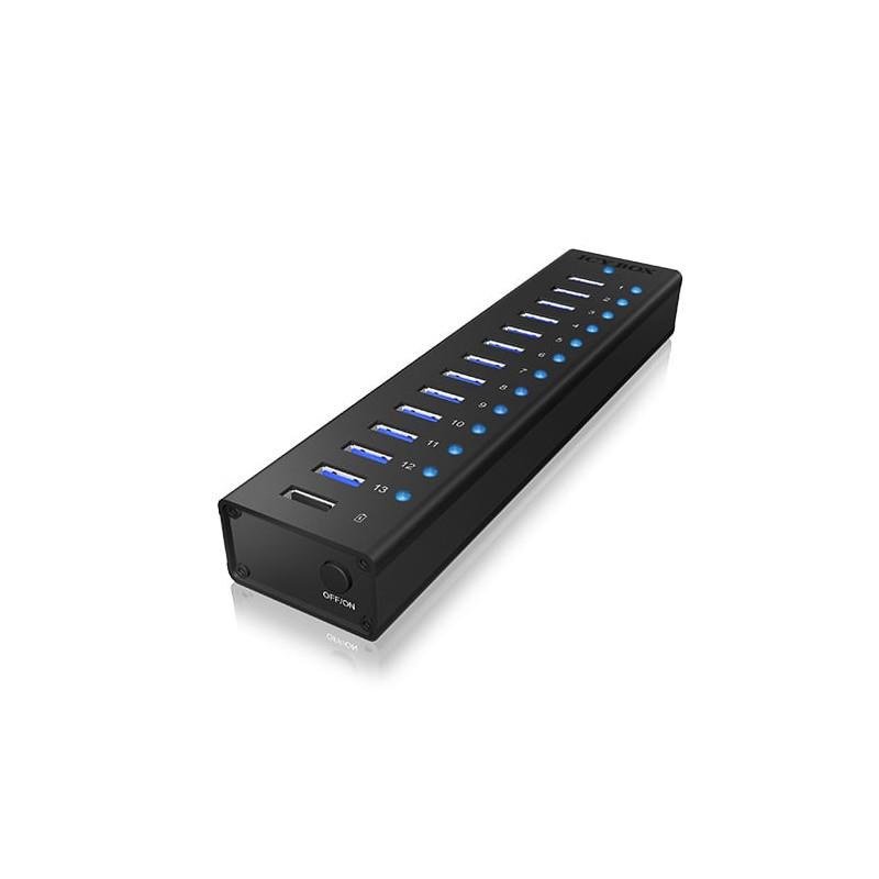Hub usb icybox usb 3.0 ib-ac6113 13-porte con alimentazione