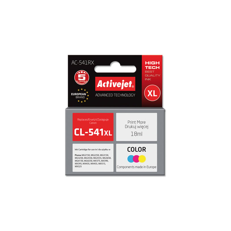 Cartuccia activejet ac-541rx compatibile per canon cl-541xl