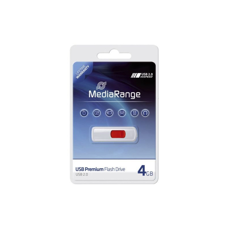 Pen drive 4gb mediarange usb 2.0 slider rosso [mr970]
