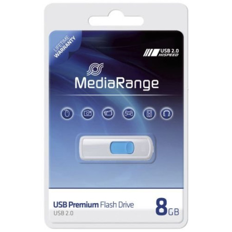 Pen drive 8gb mediarange usb 2.0 slider blu [mr971]