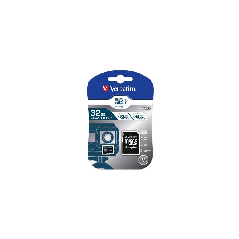 32gb scheda micro sdhc verbatim pro class 10 uhs-i incl adattatore