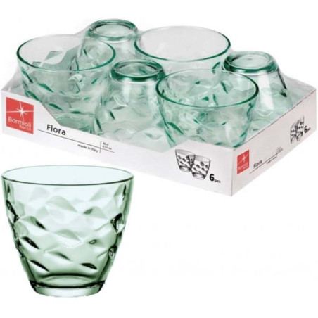bicchiere in vetro bormioli flora acqua verde 260cc pz.6 [bormioli