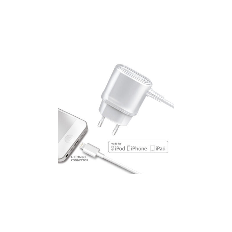 Caricabatterie celly travel charger 1a iphone 5/5s/5c bianco [tcip5]