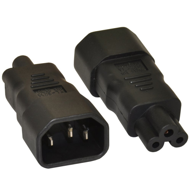 Adattatore manhattan da iec c14 maschio a c5 femmina nero