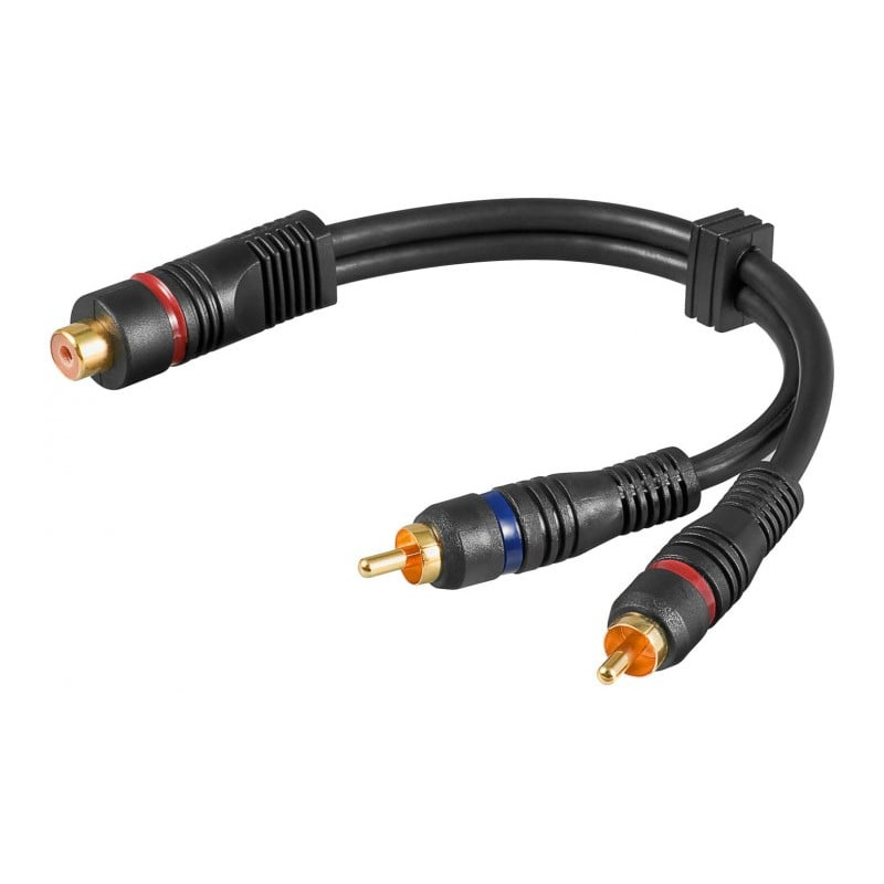 Cavo adattatore rca goobay femmina / 2x rca maschio 0.2m nero