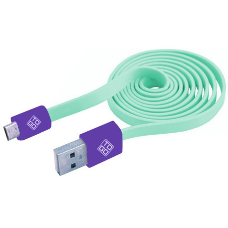 Cavo usb bluediamond piatto am a micro usb m 1m verde acqua / viola