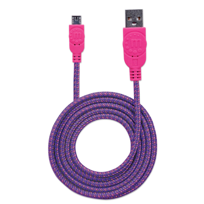 Cavo micro usb manhattan guaina intrecciata usb/microusb 1.8m viola/fucsia