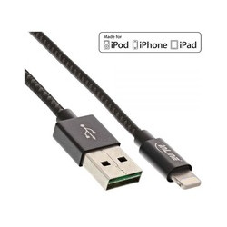 Cavo lightning inline usb guaina tessuto nero/argent [31420b]