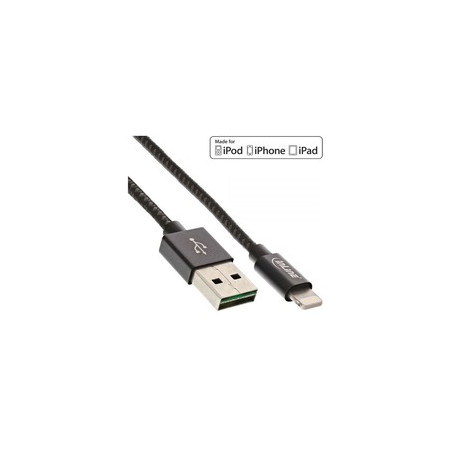 Cavo lightning inline usb guaina tessuto nero/argent [31420b]